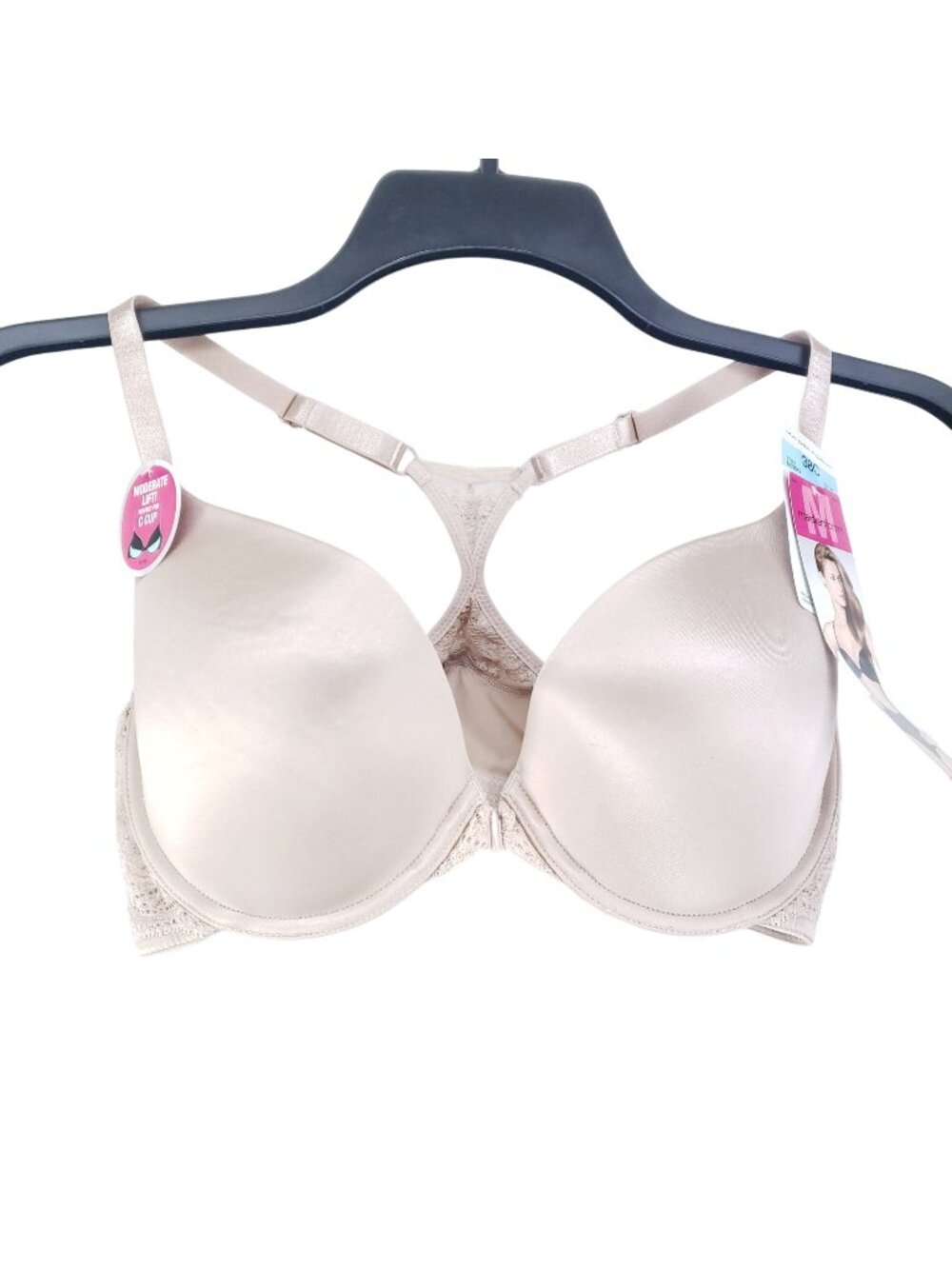 Maidenform Custom Lift Racerback Bra Front Close Nude 38C Silky